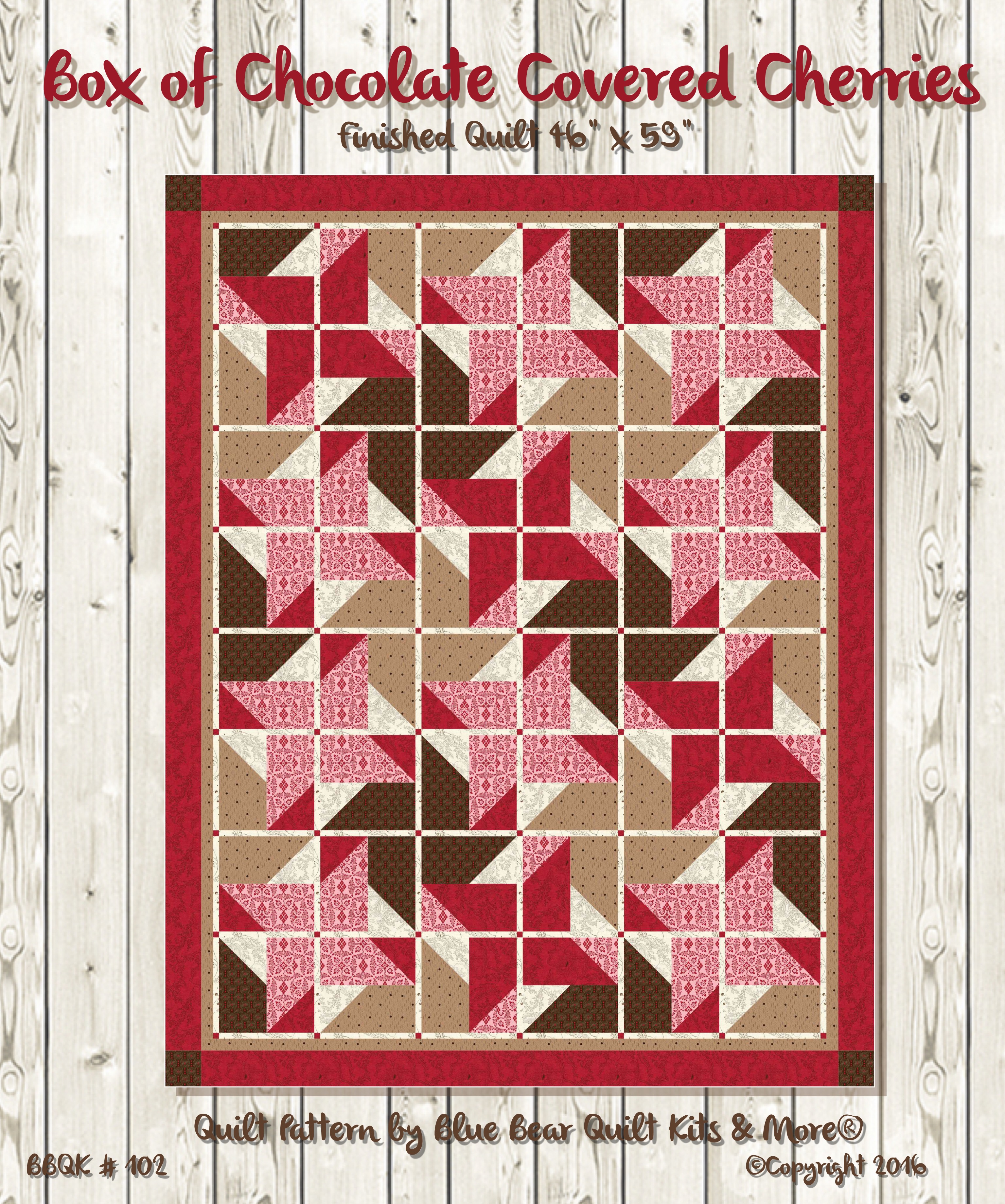 Box Of Chocolate Covered Cherries Quilt Pattern Easy For Beginners Lap Quilt Digital Download