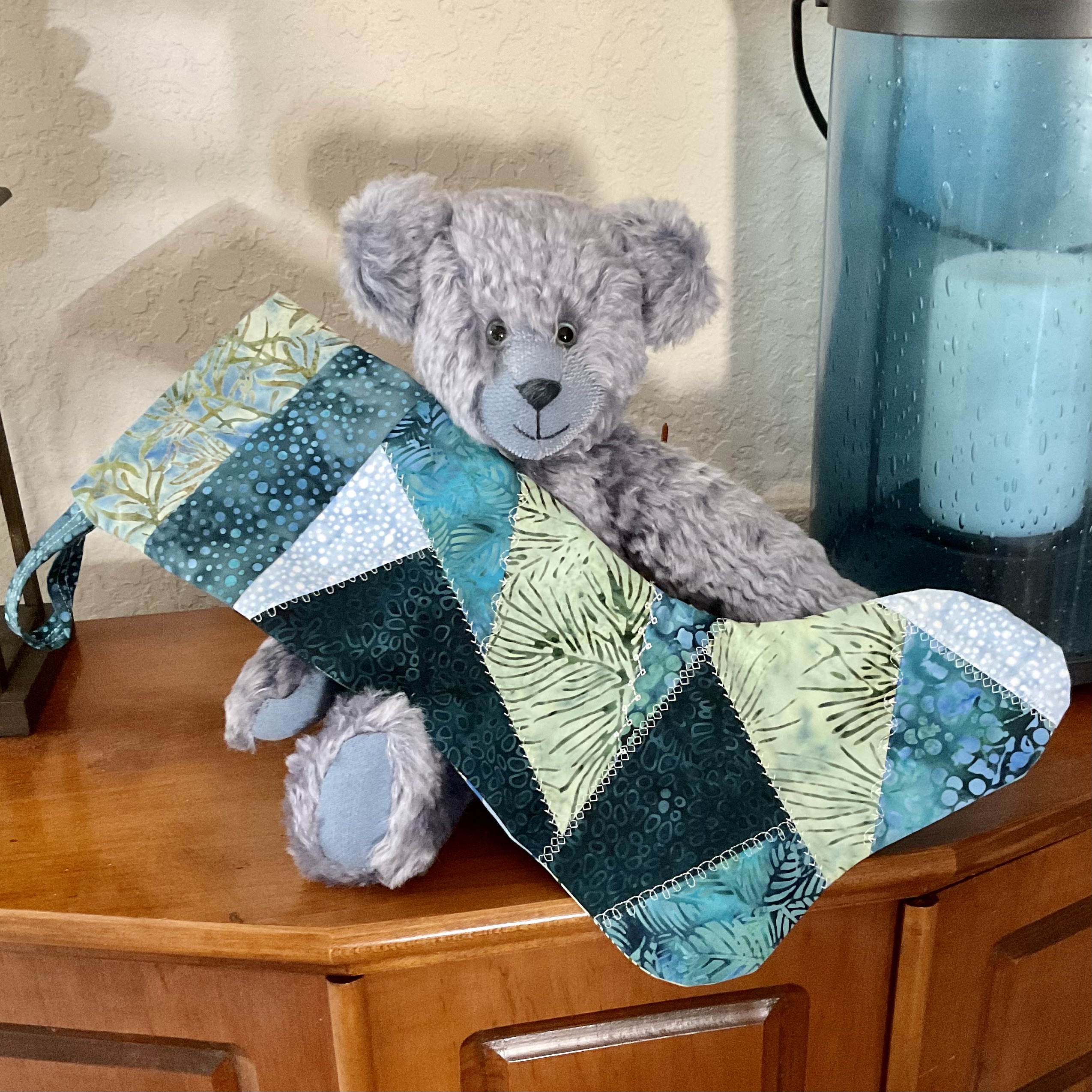 Blue Bear with Stocking